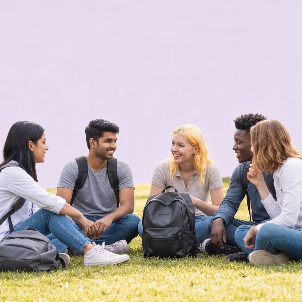 Students sitting in a circle outdoors